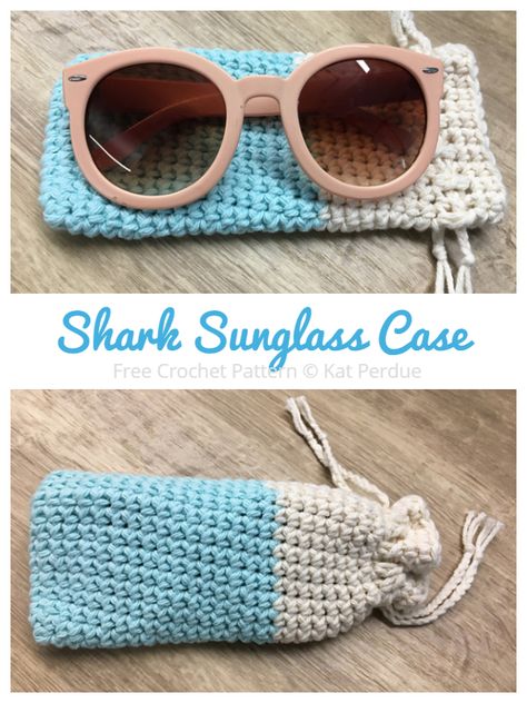 Drawstring Sunglasses Cases Free Crochet Patterns Crochet Eyeglass Cases, Eyeglass Cases Pattern, Crochet Glasses, Glasses Pouch, Crochet Case, Crochet Eyes, Crochet Pouch, Crochet Handbags Patterns, Crochet Goodies