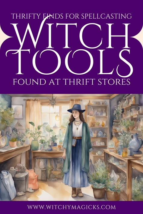 Uncover hidden treasures for your magical practice at thrift stores! Discover unique witch tools like candles, cauldrons, crystals, and ritual decor that are perfect for spellcasting. Learn how to identify and cleanse these thrifty finds to enhance your rituals and add a touch of vintage charm to your witchy toolkit.   #ThriftStoreFinds #WitchTools #Spellcasting #MagicalPractice #ThriftyWitch #VintageMagic #RitualTools #WitchyDecor #WitchCraft #Tools #WitchyMagicks #Witches #Witch Seashells Witchcraft, Witchy Crafts Diy, Green Witch Decor, Witchcraft Resources, Witches Tools, Witchcraft Tools, Witch Store, Witchy Cottagecore, Halloween Spells