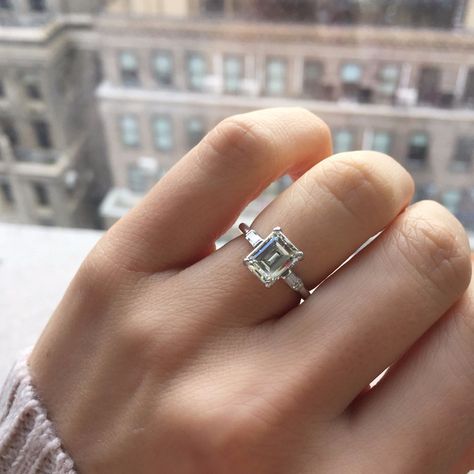 Retro Engagement Rings, Classic Diamond Engagement Ring, Big Engagement Rings, Emerald Cut Diamond Engagement Ring, Rings Ideas, Emerald Cut Diamond Ring, Wedding Rings Solitaire, Emerald Cut Diamond, Platinum Engagement Rings