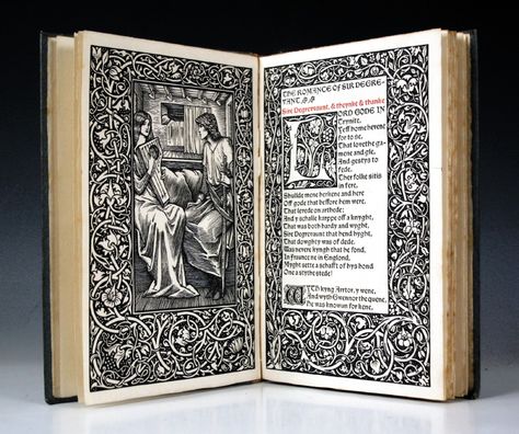 ‘The Romance of Sire Degrevant’, printed by William Morris at the Kelmscott Press in 1896 Kelmscott Press, Pre Raphaelite Art, Edward Burne Jones, Medieval Aesthetic, Fantasy Writer, Cleveland Museum Of Art, Happy Birthday To Us, Modern Fantasy, Arts And Crafts Movement