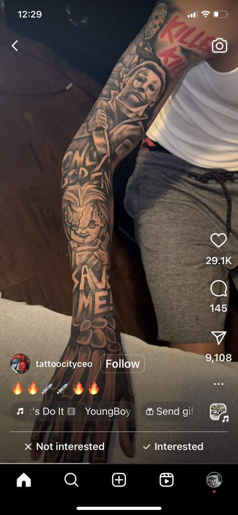 Outer Bicep Tattoos, Back Of Neck Tattoo Men, Calf Sleeve Tattoo, Half Arm Sleeve Tattoo, Black People Tattoos, Arm Tattoos For Guys Forearm, Side Hand Tattoos, Black Men Tattoos, Hard Tattoos