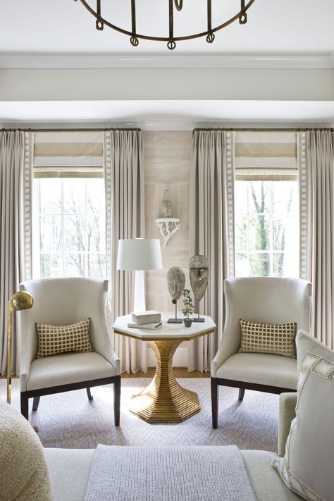 :: Havens South Designs ::  loves the window treatments and color palette of this Michael Hampton Design sitting room. Popular Window Treatments, Window Treatments Living Room, Curtains Living, Custom Drapes, Florida House, Transitional Living Rooms, Living Room Windows, Drapery Panels, Cool Ideas