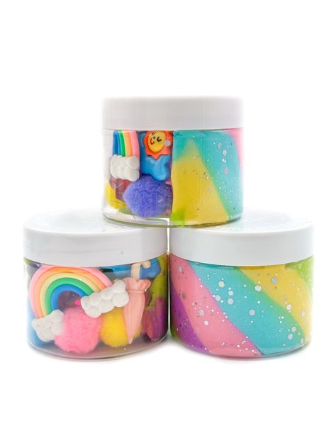 Pastel Rainbow Dough Jars Rainbow Birthday Favors, Rainbow Sensory, Rainbow Party Favors, Slime Kits, Sensory Dough, Mini Pastel, Playdough Kits, Class Gift, Play Dough