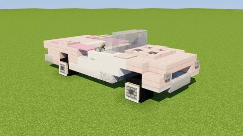 80s Minecraft Builds, Minecraft Cars Ideas, Minecraft Sports Car, Minecraft Car Build, Minecraft Trailer Park, Minecraft Garage Ideas, Minecraft Dumpster, Minecraft Motorcycle, Garage Minecraft