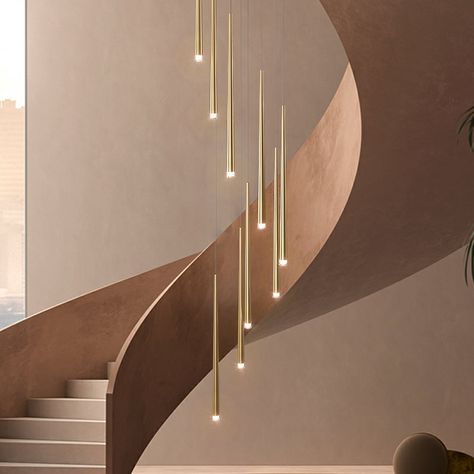 Minimalism Foyer Staircase Ceiling Chandelier Modern Pendant Lighting Fixture For Living Room Entryway In Gold/ Black Finish Black Metal Ceiling, Foyer Staircase, Dining Room Lamp, Home Decor Sculptures, Spot Design, Staircase Chandelier, Living Room Entryway, Metal Ceiling, Chandelier Style