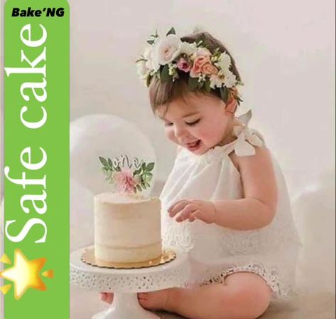 Happy to announce that⚡️💥💥 🌟safe cake~”unadded sugar cakes “are set on our menu for our ✨little angles’ ~photoshoot 📸sessions~ to tempt 🤤your angle... | By Bake’NG 6 Month Baby Picture Ideas, Bday Pics, Baby Flower Crown, 1st Birthday Photoshoot, First Birthday Pictures, 1st Birthday Photos, Birthday Photography