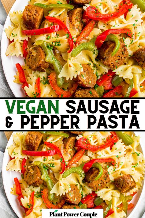 Prepare to impress with our crowd-pleasing vegan sausage and peppers dish! Loved by vegans and non-vegans alike, this plant-based delight never fails to steal the show. Easy to make and incredibly versatile, you can serve it over pasta, on a sandwich, with rice, potatoes, or simply on its own. Whether you're hosting a dinner party or craving a comforting meal, this recipe is sure to satisfy every palate! Plant Based Sausage Meals, Easy Meat Recipes For A Crowd, Vegan Sausage And Peppers, Sausage And Pepper Pasta, Vegan Italian Sausage, Sausage And Peppers Sandwich, Italian Sausage Peppers, Sausage And Peppers Pasta, Vegan Meat Recipe