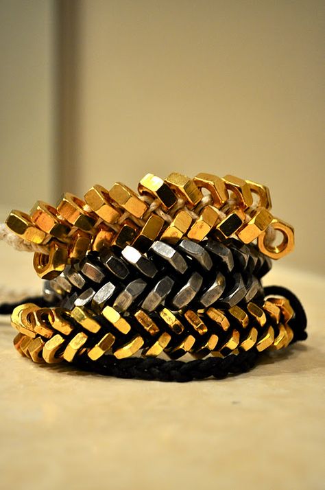 nut hex bracelets Nut Bracelet, Paracord Bracelet Diy, Industrial Jewelry, Hex Nut, Paracord Bracelets, Fashion Wear, Paracord, Diy Bracelets, Fashion Bracelets