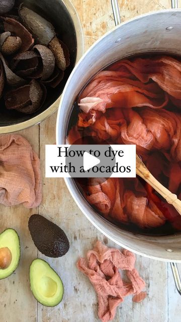 Rebecca Desnos 🌿 Natural Dyeing on Instagram: "Avocado Dye 🥑 Have you tried it before? 

✍️ Leave a comment with “FINGERTIPS” and I’ll send you a link to check out my book Botanical Colour at your Fingertips 📒 It includes my avocado dye recipe, along with tips on dyeing with lots of other plants.

Now, let’s talk more about avocado dye:

🥑 I started this pot of dye with 9 avocado stones/pits that I’d been storing in a jar in the fridge. 

🥑 In the dye pot, the colour starts off as a dull beige and gradually oxidises to a brighter pink. The key with avocado dye is to be patient and keep reheating the dye and leaving it to oxidise. This dye took about 36 hours to turn pink.

🥑 This is the dyeing method that I show in my first book, BOTANICAL COLOUR AT YOUR FINGERTIPS (available in prin Uses Of Rosemary, Avocado Dye, Avocado Types, Soya Milk, Avocado Dyeing, Hair Growth Spray, Pink Dye, Eco Print, Natural Dyeing