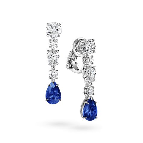 Diamond and Sapphire Drop Earrings | Harry Winston Harry Winston Jewelry, Harry Winston Diamond, Sapphire Drop Earrings, Diamond Chandelier Earrings, Diamond Chandelier, Personal Jewelry, Diamond Jewel, Luxury Jewellery, Harry Winston