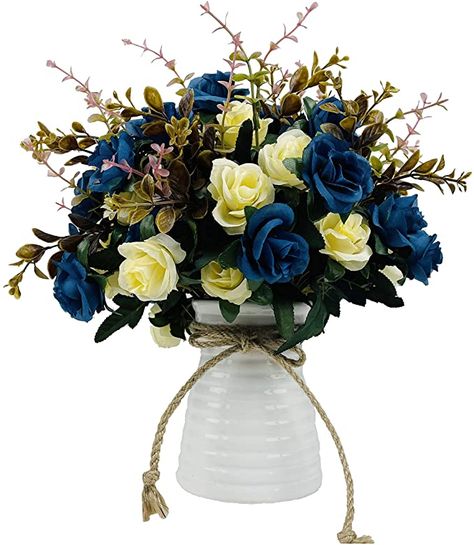 Amazon.com: NAWEIDA Artificial Flowers with Vase Faux Flower Arrangements for Table Decor Table Centerpieces for Dining Room-Navy Blue : Home & Kitchen Living Room Table Decor Centerpieces, Flower Arrangements For Table, Flowers With Vase, Dining Room Navy, Ceramics Vase, Decor Centerpieces, Hydrangea Arrangements, Faux Hydrangea, Table Decor Living Room