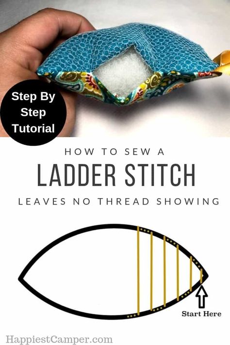 Ladder Stitch Tutorial, Syprosjekter For Nybegynnere, Invisible Stitch, Sew Ins, Costura Diy, Stitch Tutorial, Ladder Stitch, Beginner Sewing Projects Easy, Shirt Refashion