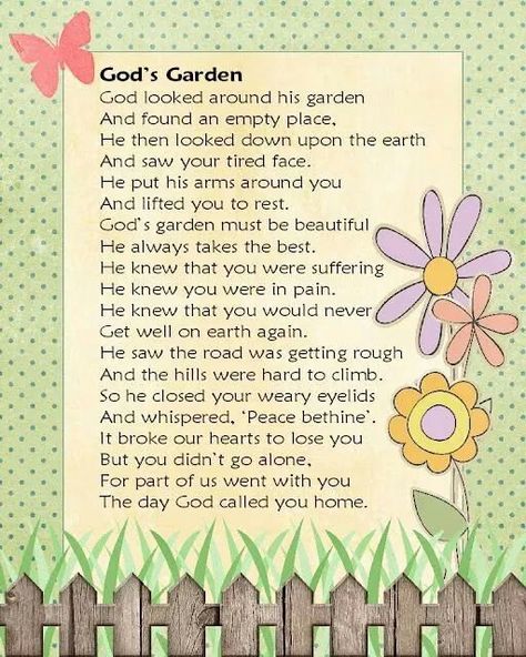 God looked around His garden and saw your tired face... Gods Garden Poem, Garden Poems, Flower Poem, Happy Birthday Grandma, Poems About Life, Poems Beautiful, Writing Poems, After Life, Personal Journey