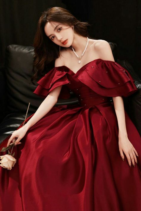 Dresses Long Elegant, Prom Dresses Off The Shoulder, Dresses Off The Shoulder, Dark Red Dresses, Off Shoulder Evening Dress, Red Dress Long, A Line Evening Dress, Princess Dresses, Long Prom Dresses