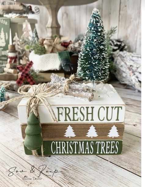 Christmas Tree Book, Christmas Winter Decor, Christmas Tree Wood, Christmas Booth, Christmas Tree Snow, Fresh Cut Christmas Trees, Flocked Christmas Tree, Tier Trays, Wooden Christmas Crafts