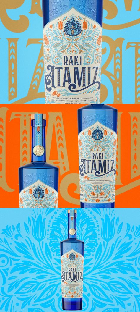 Emi Renzi - Emi Renzi Creates Packaging Design for Raki Atamiz Liquor – This liquor, also called "Aslan Sütü", generally distilled from grapes, is similar to other liqueurs found in the eastern Mediterranean and in the Balkans, such as ouzo, arak or tsipouro. You can even consider it a relative of the French pastis. – #spirits #illustration #typography #packagingdesign #wbds Liquor Design Graphics, Liquor Graphic Design, Liquor Branding Design, Liquor Poster Design, Greek Typography Design, Mediterranean Graphic Design, Spirits Illustration, Liquor Branding, Cocktail Packaging