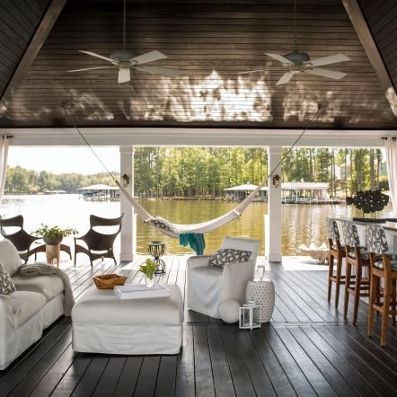 Lake Docks Designs, Dock Furniture, Lake Gaston, Floating Lounge, Dock House, Summer Cabin, Lake Dock, Lakeside Living, Lake Boat