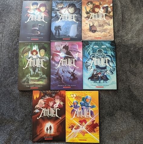 Amulet 8 book collection Amulet Book Series, Amulet Book Fanart, Amulet Comic, Amulet Book, Recommended Books, Recommended Books To Read, Birthday List, Gravity Falls, Book Collection