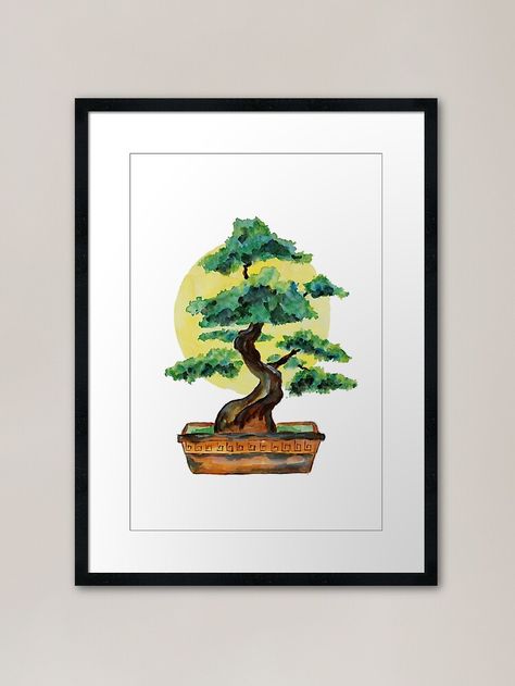 "Bonsai Tree Sunshine" Framed Art Print by Zeichenbloq | Redbubble Bonsai Painting Acrylic, Bonsai Painting, Bonsai Tree Painting, Buy Bonsai Tree, Tree Painting Canvas, Foil Prints, Create A Gallery Wall, Wall Art Kids Room, Minimalist Movie Poster