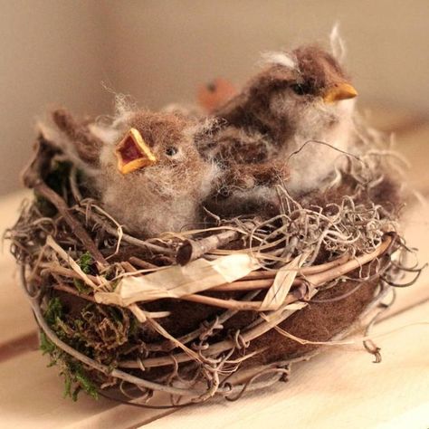 Felted Nest, Sparrow Nest, Highland Cow Baby, Felted Owl, Needle Felted Owl, Nest Art, Easter Egg Art, Needle Felting Diy, Felt Owl