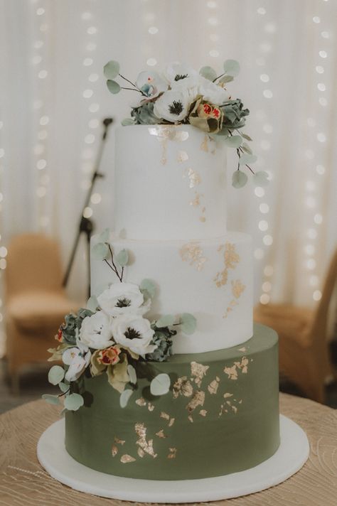 Luxurious and Romantic Ballroom Wedding | Junebug Weddings Olive Green Weddings, Green Wedding Cake, Green Cake, Green Themed Wedding, Dream Wedding Cake, Sage Wedding, Sage Green Wedding, Simple Wedding Cake, Cream Wedding