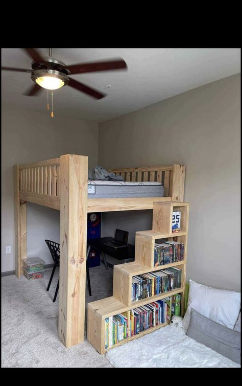 Modern Loft Bedroom, Loft Bed Ideas For Small Rooms, Double Loft Beds, Diy Projects Wood, Build A Loft Bed, A Loft Bed, Pins Ideas, Loft Bed Plans, Loft Style Bedroom