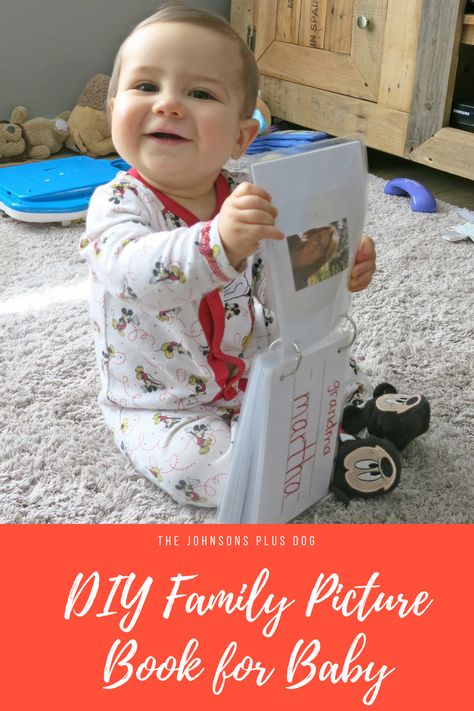 For this craft room destash challenge, I made a DIY family picture book for baby! This DIY is perfect to help your baby learn family's faces and names. Family Picture Book, Diy Baby Book, Laminating Crafts, Baby Books Diy, Baby Family Pictures, Book For Baby, Toddler Pictures, Diy Photo Book, Diy Pictures