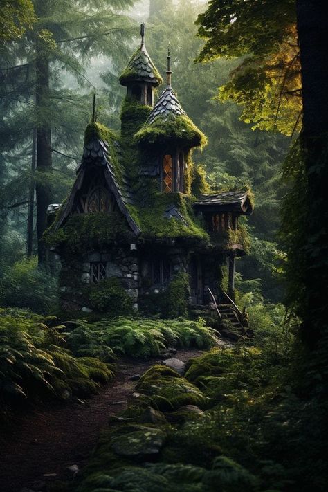 Fantasy Witch House, Cottage In The Woods Fairytale, Castle In The Woods, Witchy House, Fantasy Cottage, Magical House, Fairytale House, Storybook Homes, Witch Cottage