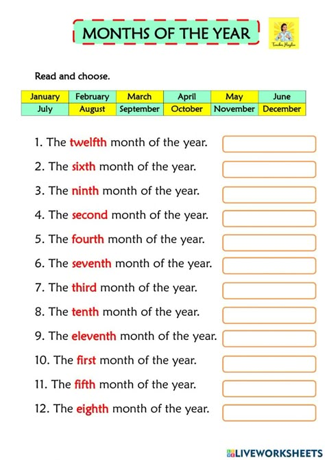 Ejercicio online de Months of the year para YEAR 4 Year 4 Activities, Esl Months Of The Year, Year 4 English Worksheets, Months In A Year Worksheet, Months Of The Year Writing Practice, Month Worksheets For Kids, Days And Months Worksheets, Grade 4 Activities, 12 Months Of The Year