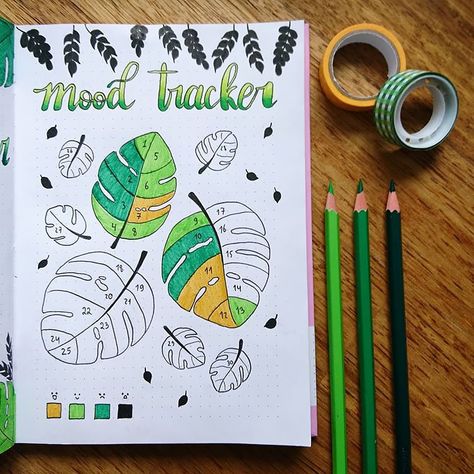 Leaves Mood Tracker, March Bullet Journal Mood Tracker, Leaf Mood Tracker, March Mood Tracker, Bullet Journal Essentials, Bullet Journal Mood Tracker, Journal Mood Tracker, Weekly Log, March Bullet Journal