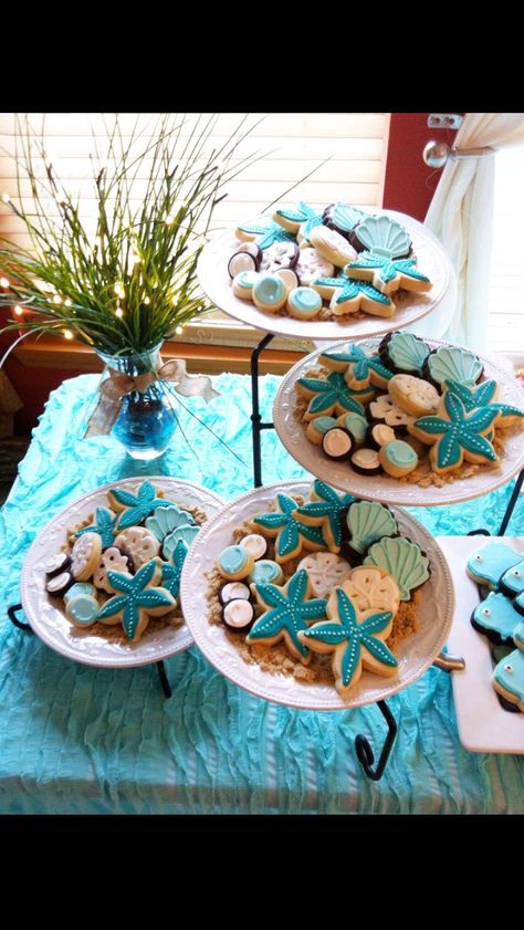 Beach Theme Bridal Shower Ideas, Theme Bridal Shower Ideas, Wedding Day Ideas, Ocean Baby Showers, Beach Baby Showers, Ocean Birthday Party, Beach Bridal Showers, Ocean Birthday, Sea Baby Shower