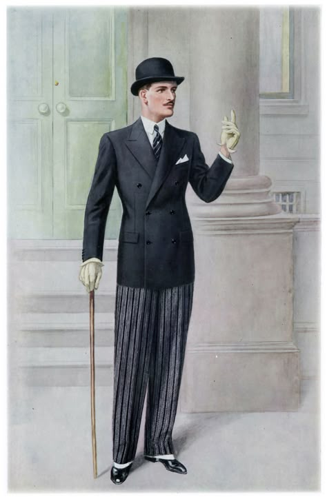 1930s Mens Fashion, 1930s Men, 1930 Fashion, Morning Suits, Morning Dress, Mens Fashion Illustration, Black Lounge, Vintage Menswear, Fashion Illustration Vintage