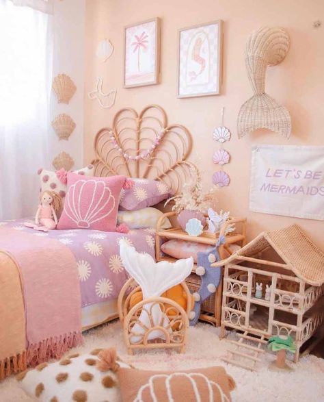 Peach Bedroom, Girl Room Inspiration, Kids Rooms Inspo, Mermaid Bedroom, Big Girl Bedrooms, Toddler Girl Room, Home Decor Idea, Home Decor Ideas Living Room