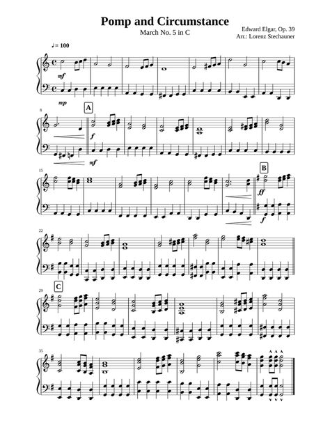 Download and print in PDF or MIDI free sheet music for Pomp And Circumstance March No.1, Op.39 No.1 by Edward Elgar arranged by NerLOR for Piano (Solo) Edward Elgar, Pomp And Circumstance, Music Things, Preschool Graduation, Music Sheet, Free Sheet Music, No 1, Sheet Music, Piano