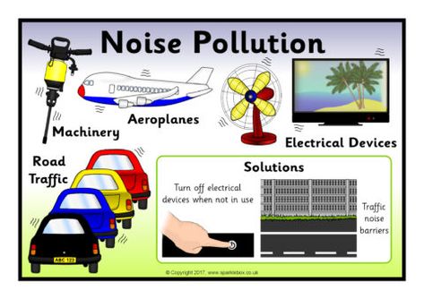 Pollution and Solution Posters (SB11889) - SparkleBox Environmental Protection Poster, Sound Pollution, Pollution Poster, Air Pollution Poster, Noise Barrier, Physics Notes, School Creative, Noise Pollution, Drawing Tutorials For Kids