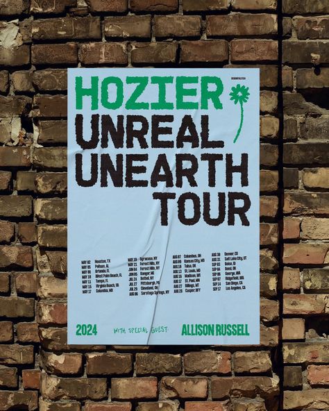 UNREAL UNEARTH TOUR Tour poster concept for week 5 of #marchmockup inspired by one of my favorite artists, @hozier I was able to go to a concert from this tour last year, which was one of the highlights of my year and found out they added more dates this year!! Which color way is your favorite? - type: hand-drawn + formula condensed mockup from @urbanpostermockup - #hozier #unrealunearth #tourposter #posterdesign #femmetype #designbywomen #tdkpeepshow #type01 #womenoftype #typographic... Go To A Concert, Unreal Unearth, Tour Poster, Tour Posters, Week 5, Useful Things, My Year, Hozier, Mockup