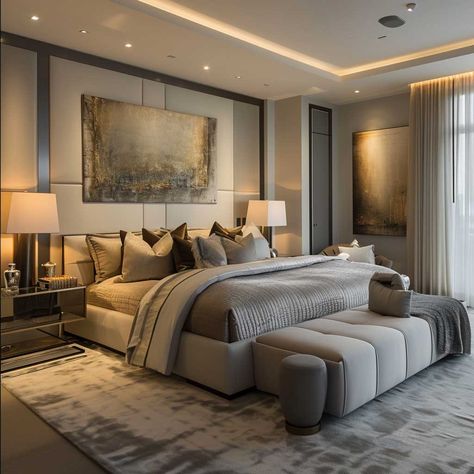 20+ Elegant Master Bedroom Interior Design Transformations • 333+ Images • [ArtFacade] Forest Modern Bedroom, Interior Of Bedroom, Stunning Bedrooms Master Suite, Bed Frame Inspiration, Moody Luxury Bedroom, Luxurious Bedrooms Elegant, Modern Cosy Bedroom, Dream Master Bedrooms Luxury, Cool Master Bedrooms