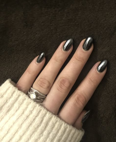 Dark Metallic Nails, Dark Silver Chrome Nails, Metallic Grey Nails, Dark Grey Chrome Nails, Dark Gray Chrome Nails, Dark Grey Metallic Nails, Gunmetal Nails, Charcoal Nails, Gunmetal Grey Nails