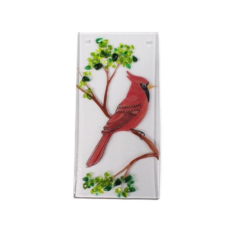 Cardinal Fused Glass Hanging Glass Paint, Bird Decor, Fishing Line, Glass Birds, Bird Lovers, Glass Painting, Fused Glass, Kiln, Fishing