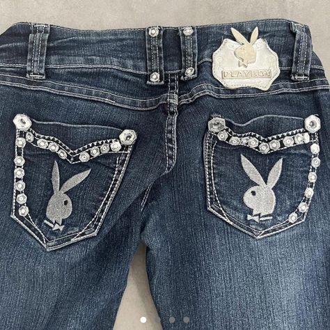 Playboy Bunny Jeans, 2000s Brands, Playboy Clothes, 00s Mode, Jeans 2000s, Mcbling Fashion, Trashy Outfits, Y2k Fits, 2000s Clothes