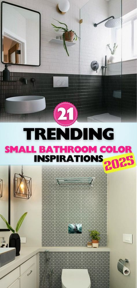 Discover beautiful and practical color schemes for small bathrooms, designed to enhance space and style in modern and traditional homes. Bathroom Trends 2024 2025, Modern Bathroom Color Schemes, Color Schemes For Small Bathrooms, Small Bathroom Inspiration Modern, Small Bathroom Color Schemes, Small Bathroom Color Ideas, Modern Bathroom Paint, Modern Bathroom Colours, Bathroom Color Ideas