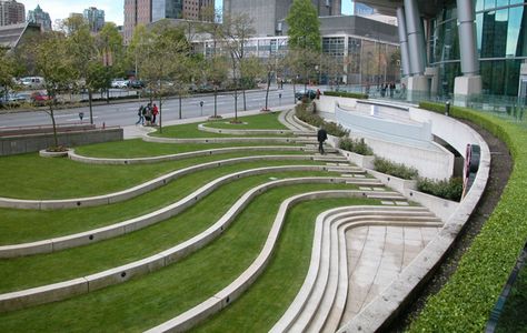 111 dunsmuir, Vancouver | DURANTE KREUK LTD. House Theater, Landscape Stairs, Landscape Steps, Ice House, Pocket Park, Urban Landscape Design, Modern Landscape Design, Park Landscape, Landscape Architecture Design