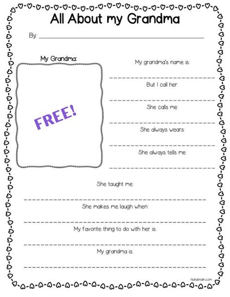 This free printable all about my grandma questionnaire makes a thoughtful gift for Mother's day or Grandparents Day. In addition to making a thoughtful gift, it’s also a great writing exercise for early learners. Click through for your free all about my grandmother worksheet today! Grandparents Day Questionnaire, All About My Grandma Free Printable, Grandma Questionnaire, All About My Grandma, Grandma Printable, Future Dairy, Grandma Journal, Grandparents Day Activities, Writing Exercise