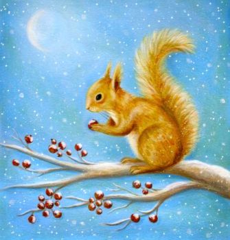 A 100 pieces jigsaw puzzle from Jigidi Wildlife Christmas Cards, Snow Christmas Cards, Christmas Squirrel, Oil Pastels Painting, Luge, Advocate Art, Winter Art, Pastel Painting, Vintage Postcards