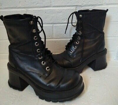 Vintage 90s Y2k No Boundaries Chunky Platform Black Boots Zip Lace Up Size 6 | eBay Platform Black Boots, Y2k Boots, 90s Shoes, Goth Boots, Platform Heels Boots, Aesthetic Shoes, Chunky Platform, Chunky Boots, Dream Shoes