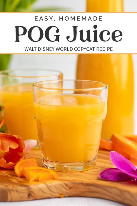 A deliciously tropical blend of passion fruit, orange, and guava juices, this easy recipe for homemade POG juice instantly transports you to Hawaiian beaches or Walt Disney World resorts. Perfect for breakfast, brunch, and summertime parties, or anytime you just a want a taste of something magically refreshing. Guava Drink, Pog Juice, Homemade Drinks Recipes, Orange Juice Drinks, 40 Aprons, Fruit Juice Recipes, Guava Juice, Easy Skillet Meals, Clean Eating Lifestyle