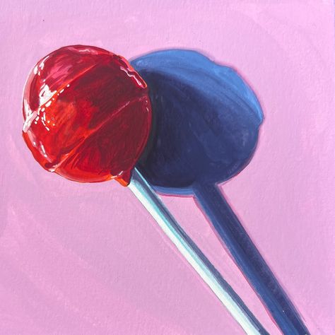 Lolipop Art, Cherry Lollipop, Lollipop Painting, Lollipop Drawing, Lollipop Illustration, Lollipop Aesthetic, Lollipop Art, Candy Painting, Painting References