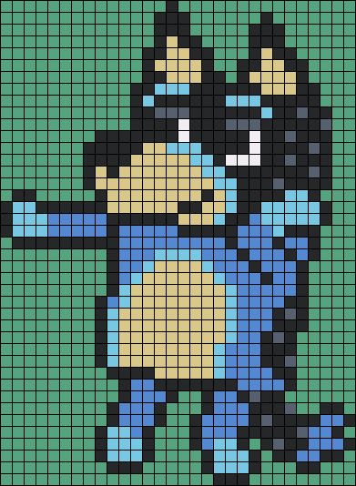 Alpha pattern #124867 | BraceletBook Bluey Bead Pattern, Bluey Cartoon Pixel Art, Bluey Perler Bead Patterns, C2c Crochet Bluey, Bluey Cartoon Cross Stitch Pattern, Alpha Patterns Cartoon, Hama Beads Patterns, Tapestry Crochet Patterns, Diy Cross Stitch