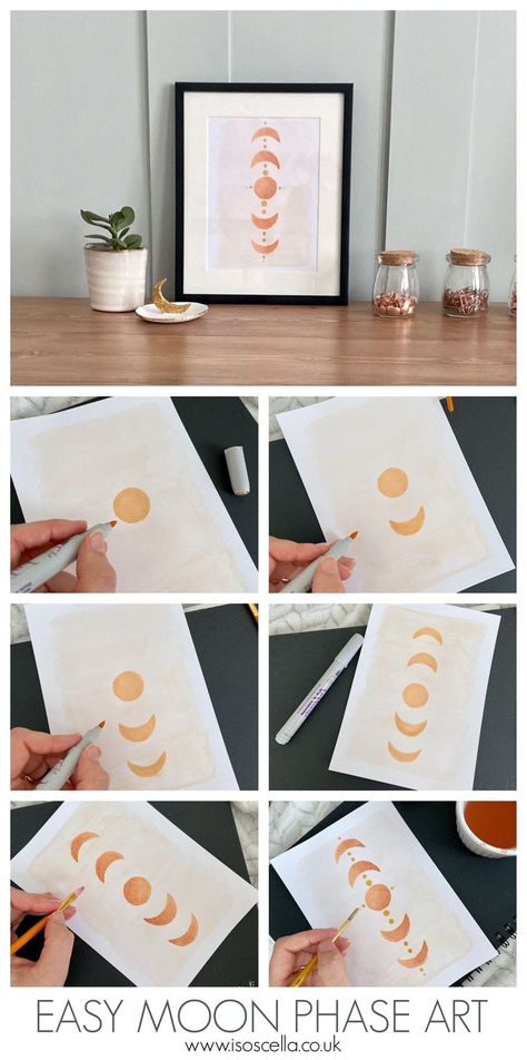 Paint Moon, Moon Phase Art, Mirror Hack, Moon Phases Art, Diy Scent, Faux Fireplace Diy, Diy Ladder, Diy Home Accessories, Furniture Design Inspiration