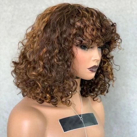 Fringe Wig, Short Curly Bob Hairstyles, Curly Fringe, Curly Bob Wig, Deep Wave Human Hair, Pro Hair, Curly Bob Wigs, Remy Hair Wigs, Short Curly Bob